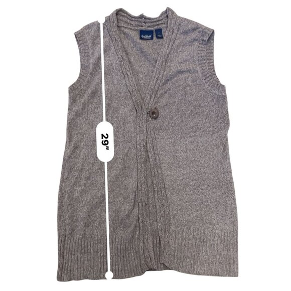 Gloria Vanderbilt Y2K knit duster vest one button brown v-neck 90's - Picture 8 of 10